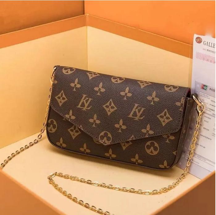 

2023Fashion bag set High quality 3-piece Women handbag Luxury Chain Classic Fashion bag women BAG handbags super Fashionbag, White lattice