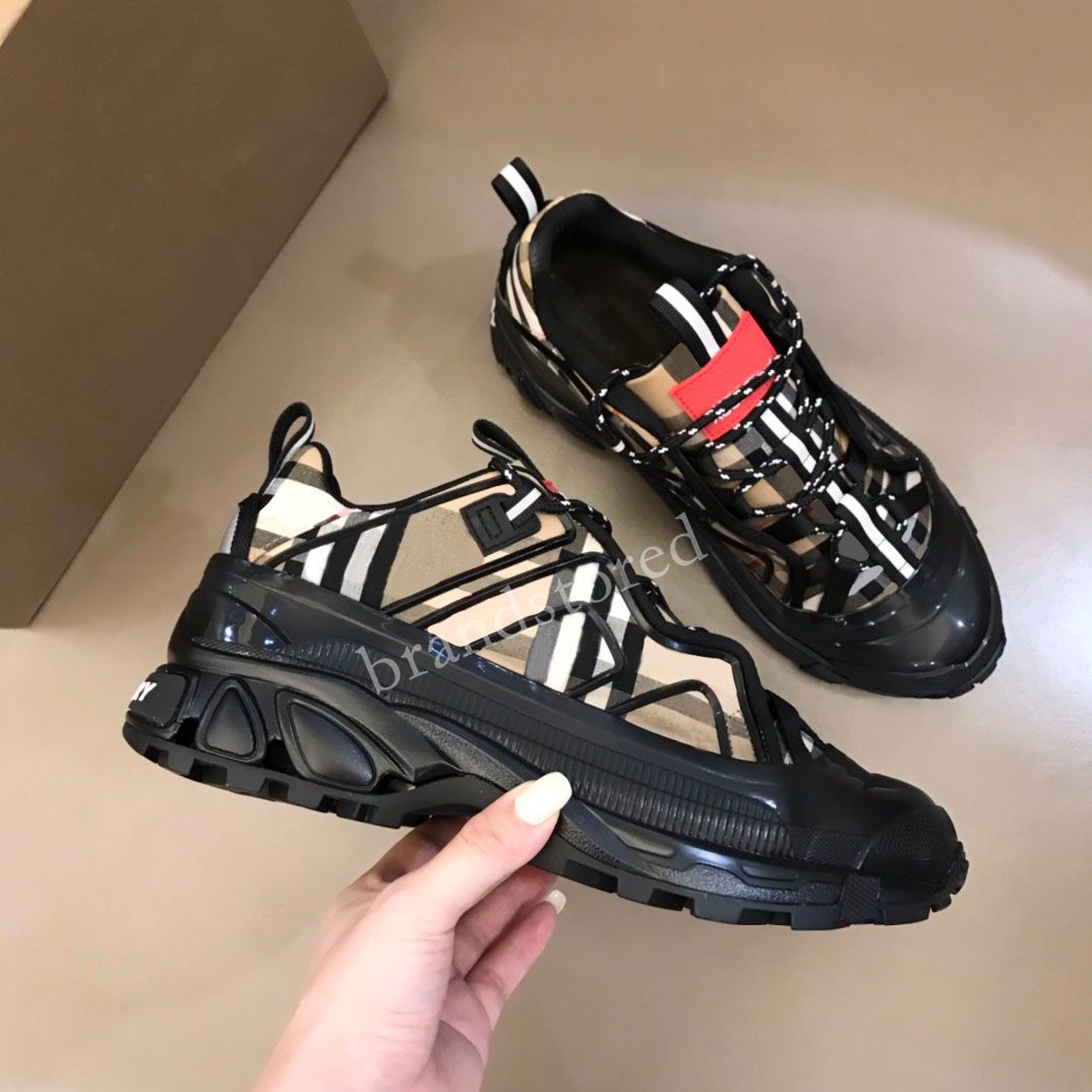 

Designer Sneakers Men Women's Shoes Print Check Trainer Platform Trainers Striped Sneaker Vintage Suede Shoe, Black