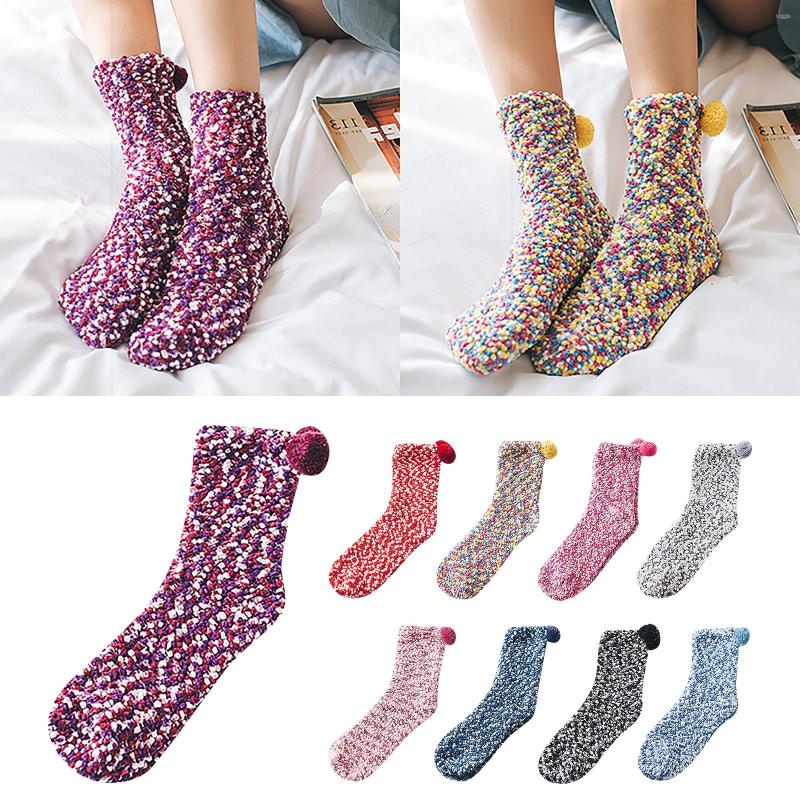 

Women Socks Ladies Cake Coral Fleece Floor Chrysanthemum Yarn Sleeping "Cupcake" With Gift Box Thick Womens Stockings, Purple