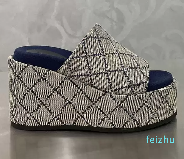 

Italian Designer Wedge Sandals Women Platform sandal platform 4CM heel 8.5cm Size 35-41 model, Blue