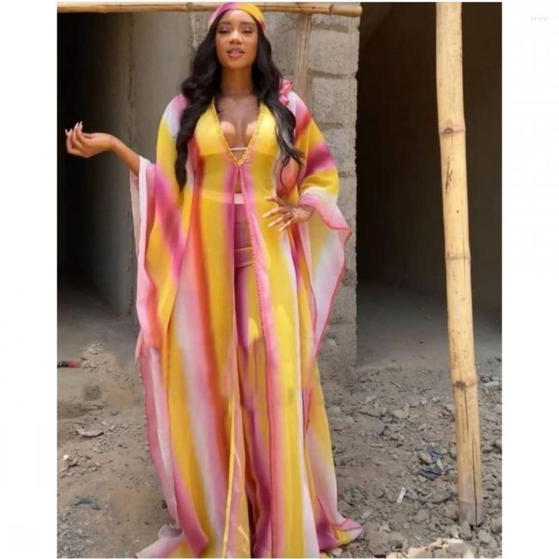 

Ethnic Clothing 2 Piece Set Women Africa Clothes African Dashiki Fashion Two Suit Long Dress Wide Pants Party Dresses Plus Size Robe
