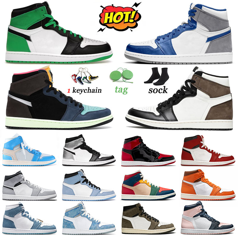 

Jumpman 1 Lucky Green Basketball Shoes Sneakers 1s Original OG True Blue Dark Mocha Multi Color Bred Patent Hyper Royal Women Bubble Gum Black Toe Men Trainers Sports, 36-48 black white
