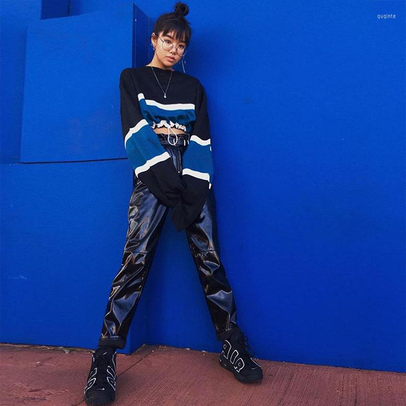 

Women' Hoodies Ladies Fashion O-neck Short Top Sweatshirt Spring Autumn Drawstring Long Sleeve Loose Casual Patchwork Crewneck, Black