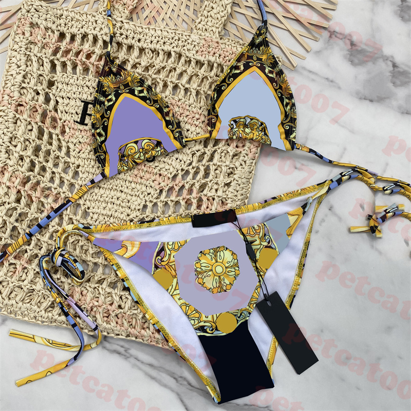 

Vintage Swimwear Womens Bikini Letter Print Split Swimsuit Charm Ladies Bathing Suit