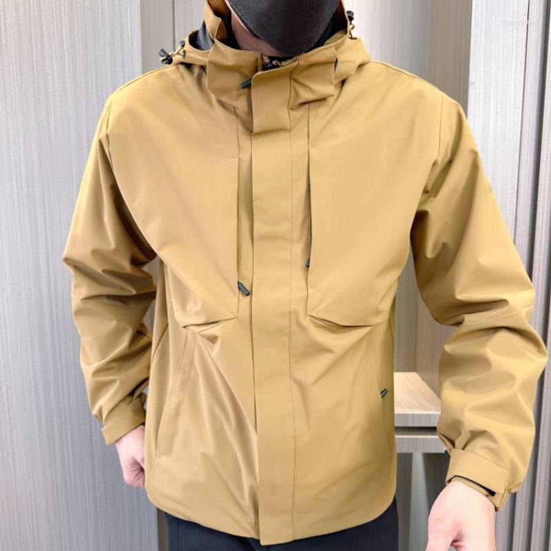 

Men's Jackets Spring Windproof Waterproof For Mountain Climbing Outdoors Camping And Trekking - Lightweight Durable Workwear Coat, Black