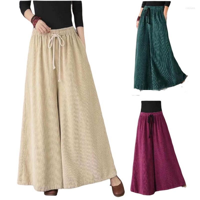 

Women's Pants Women's Wide Leg Loose Drape Velvet Corduroy Trousers Women Culotte Thermal, Green