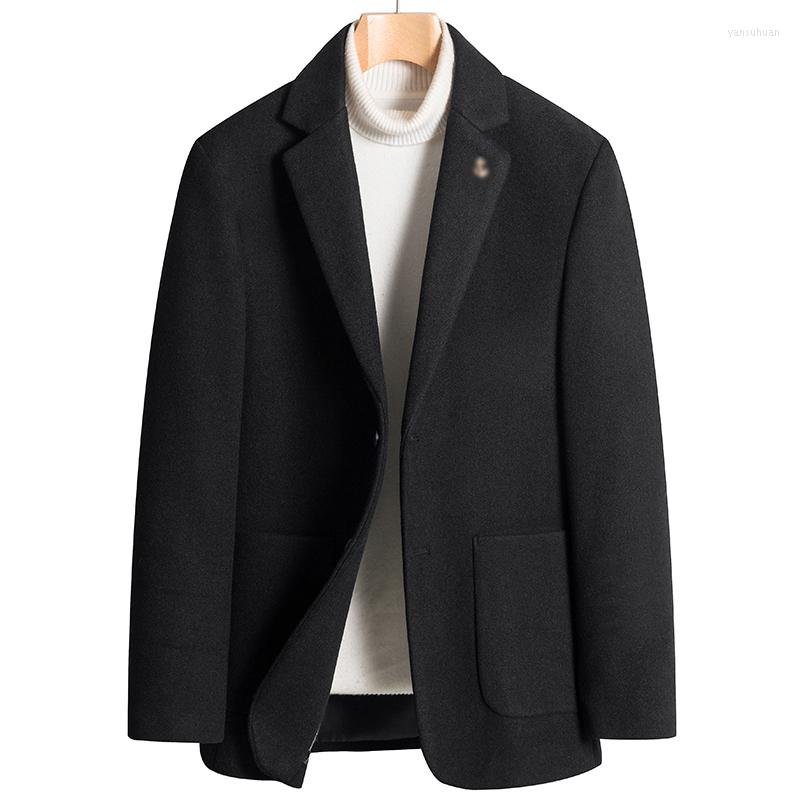 

Men's Suits Men Sbeep Wool Blazers Gray Blue Black Plain Colour Basic Jacket Male Notched Collar Outfits Garment Four Seasons Clothing