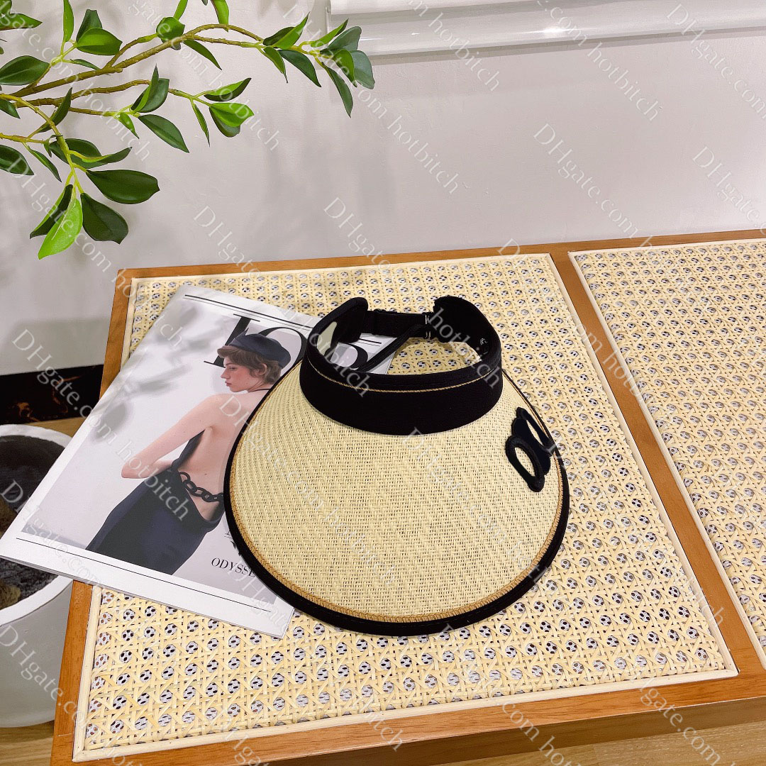 

Designer Womens Visors Hats Summer Straw Hat Fashion Leisure Seaside Beach Sun Hats Adjustable Sunshade Caps, Khaki