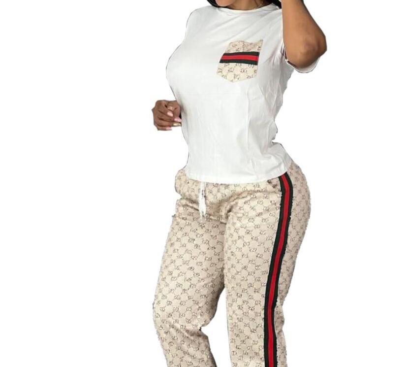 

23GG Women's Tracksuits Streetwear 2 Two Piece Set Outfits Top Skinny Pants Patchwork Denim Matching Set, 01