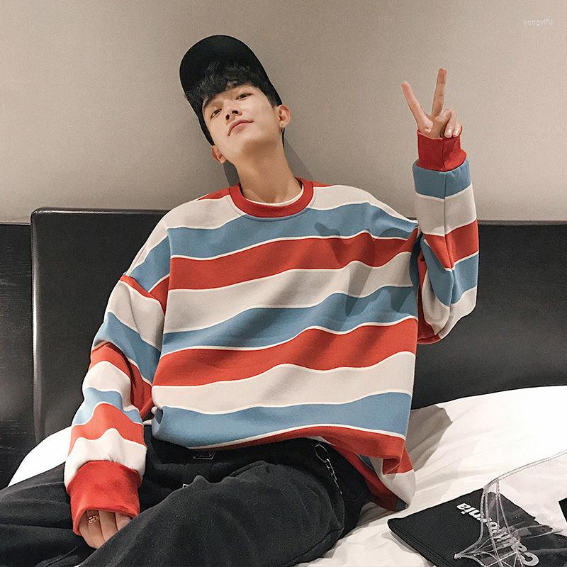 

Men' Hoodies Spring Men Stripe Sweatshirts Oversized Korean Clothing Fashion Unisex Pullovers Casual Tops Streetwear, Pink