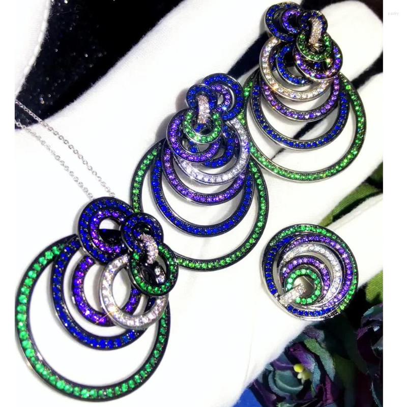 

Necklace Earrings Set Missvikki Luxury Crossover Ring Super CZ For Noble Women Bridal Sparkling Gift, Picture shown
