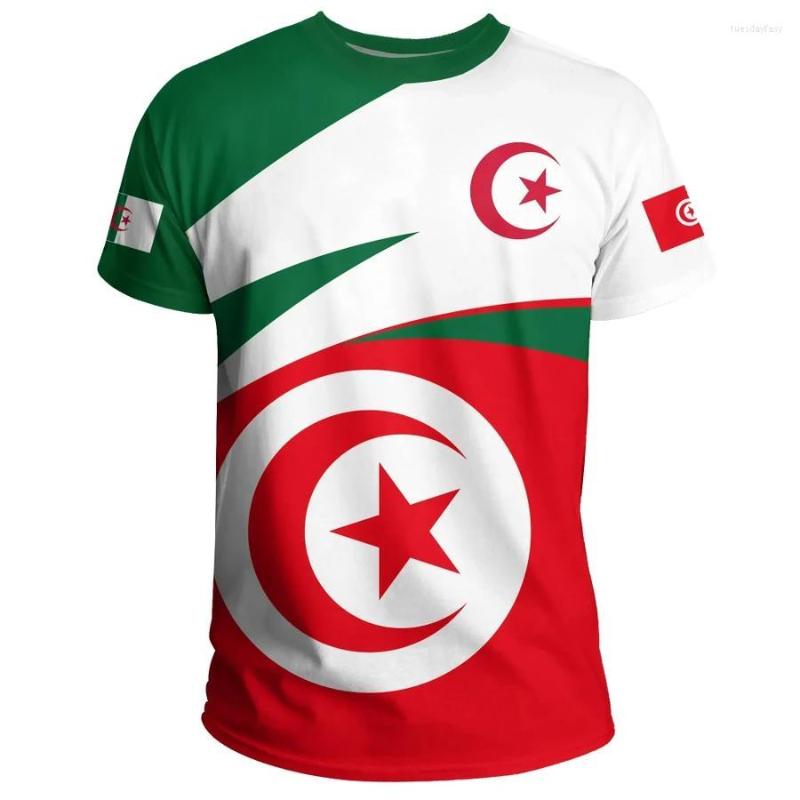 

Men's T Shirts Algeria 3D T-Shirt Short Sleeves Casual Sports Loose Flag Print High Quality Summer Round Neck Men Ladies Tops, Army green