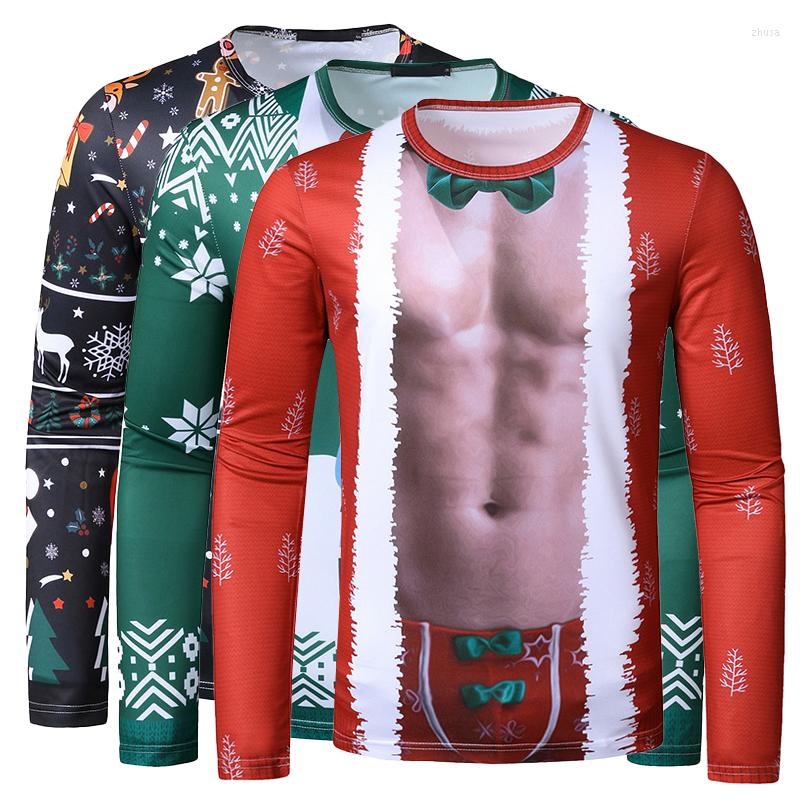 

Men's T Shirts Men's Autumn Long Sleeve T-shirt Male Tshirt Christmas Shirt 3D Print Tee Tops Clothing Streetwear Year O-Neck Clothes, Nsc006-23