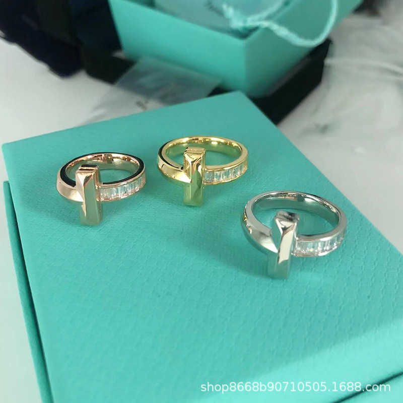 

Counter qualityS925 Sterling Silver T-House T1 Double T Ring Star 18K Rose Gold T-shaped CoupleQ9X5