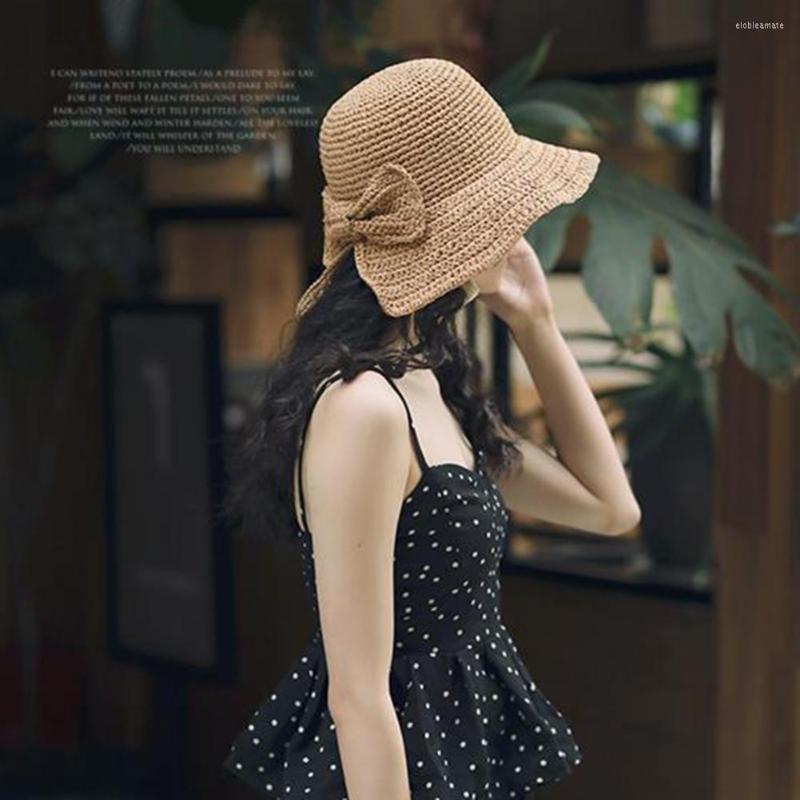 

Wide Brim Hats Lady Summer Hat Face Protection  Holiday Bow-knot Decor Decorative Women Fisherman For Adult, Black