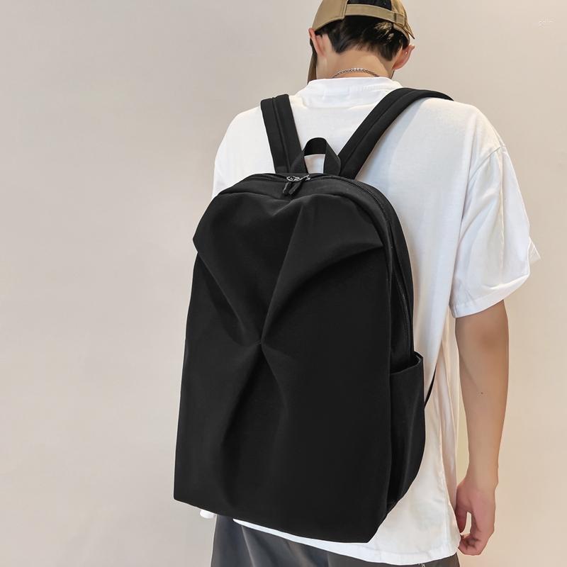 

Backpack Nylon Book Bag Fashion Male Women College Boy Girl School Lady Laptop Travel Student, Black