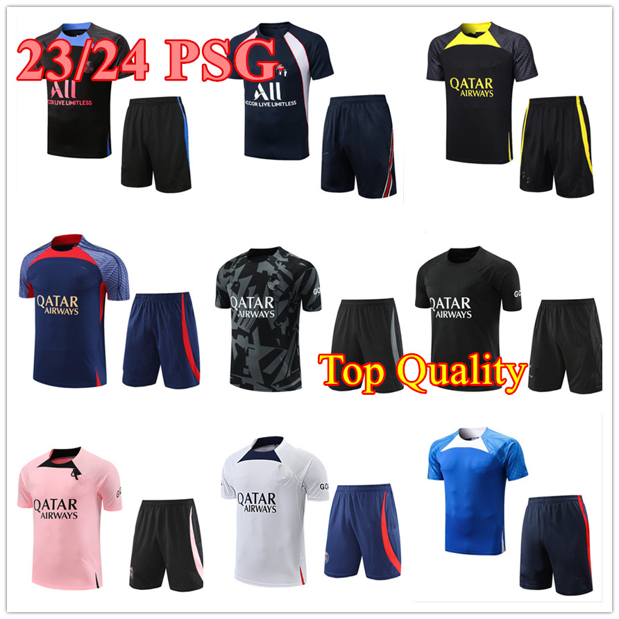 

2022 23 PSGs Tracksuits Short sleeved soccer Jersey Men Training suit Football 23/24 Paris chandal futbol survetement kit uniform sweatshirt Sweater set, Brown