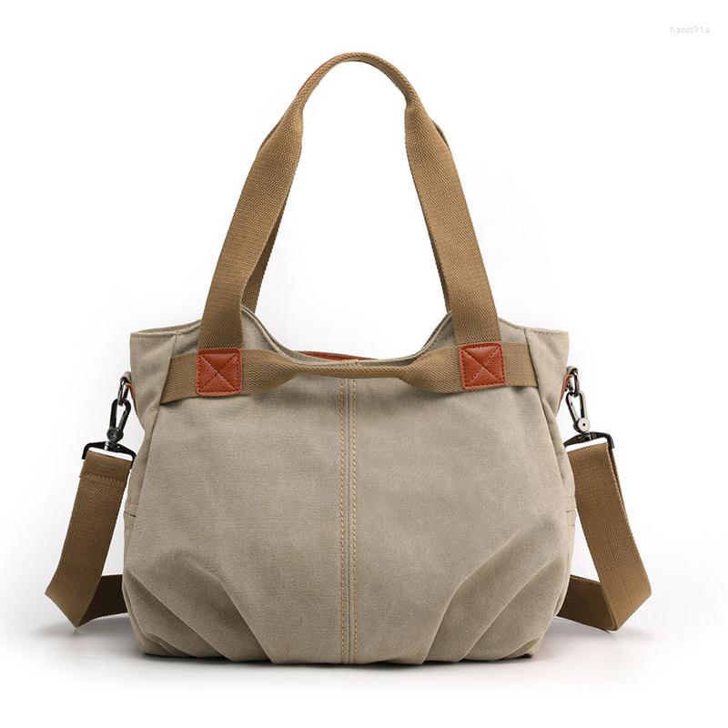 

Evening Bags Canvas Hobos Bag Women Handbags Female Designer Large Capacity Leisure Shoulder For Travel Weekend Outdoor Bolsas Colors, Khaki