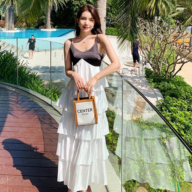 

Casual Dresses 2023 Women' Dress Pattern Summer Camisole Show Thinness Leisure Time Ruffle, White