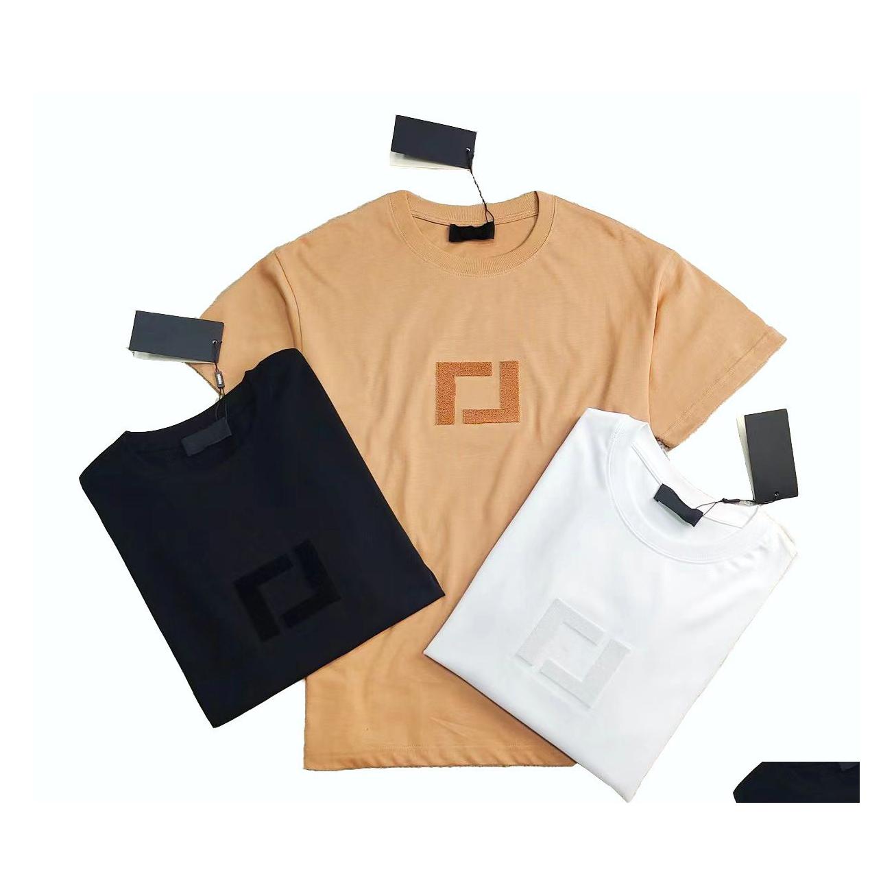 

Men'S T-Shirts Designer T Shirts Letter Laminated Print Short Sleeve High Street Loose Oversize Casual Tshirt 100% Cotton Tops For M Dh78U, Black