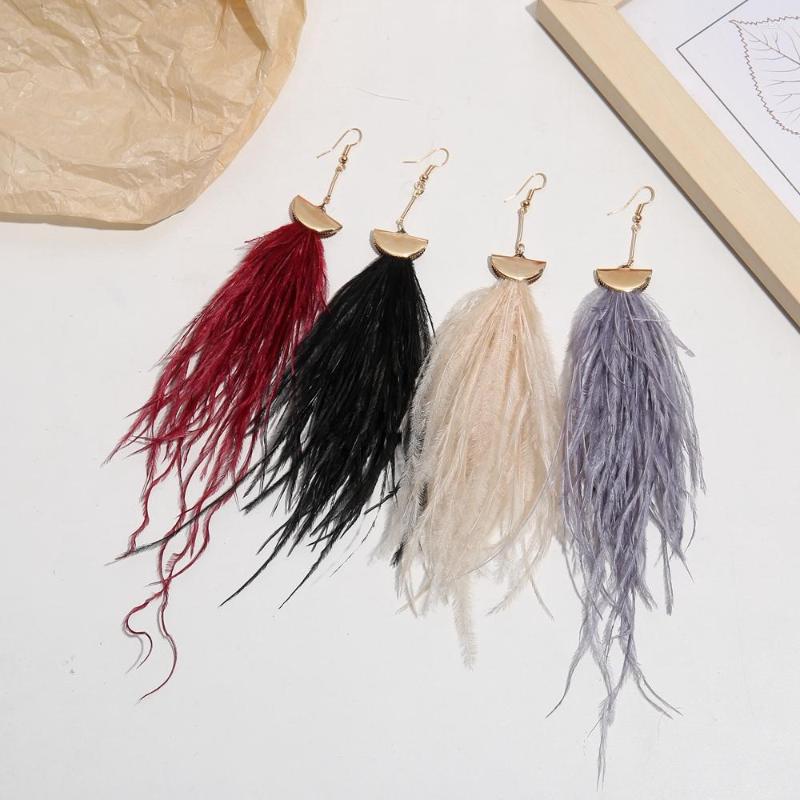 

Dangle Earrings Women's Long Pendant Feather Elegant Line Jewelry Winter Party Bohemian 2023Fringed