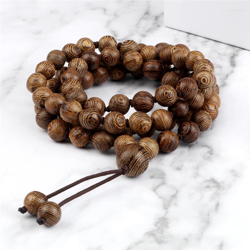 

Strand 8mm Wooden Beads Bracelets For Men Women Natural Sandalwood Buddhist Bangles Wood Prayer Bead Mala Necklaces Charm Jewelry Gifts