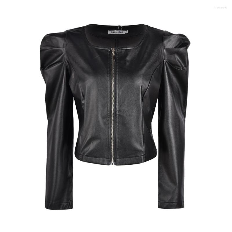

Women's Jackets Jacket Women Zipper Short Leather Coat Autumn Black Outwear Elegant Slim Jaqueta Feminina Woman, Bk