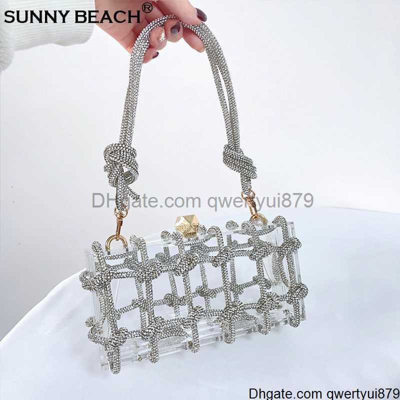 

qwertyui879 Dome Cameras SUNNY BEACH Acrylic Rhinestone Prom Bag Clear Diamonds Women Shoulder Bag Luxury Tote Female High Quality Handbag 413SMT, Silver-19.5cm
