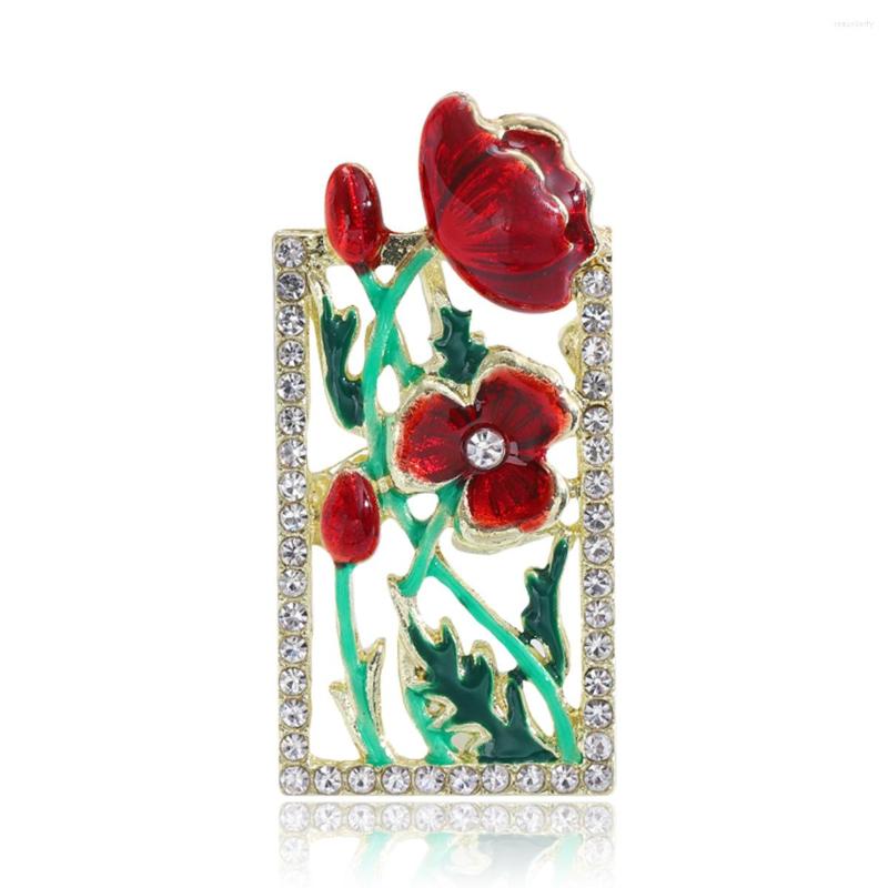 

Brooches Elegant Women Red Flower Party Banquet Wedding Scarf Brooch Pins Rhinestone Breast Pin Accessories Jewelry Metal Garments