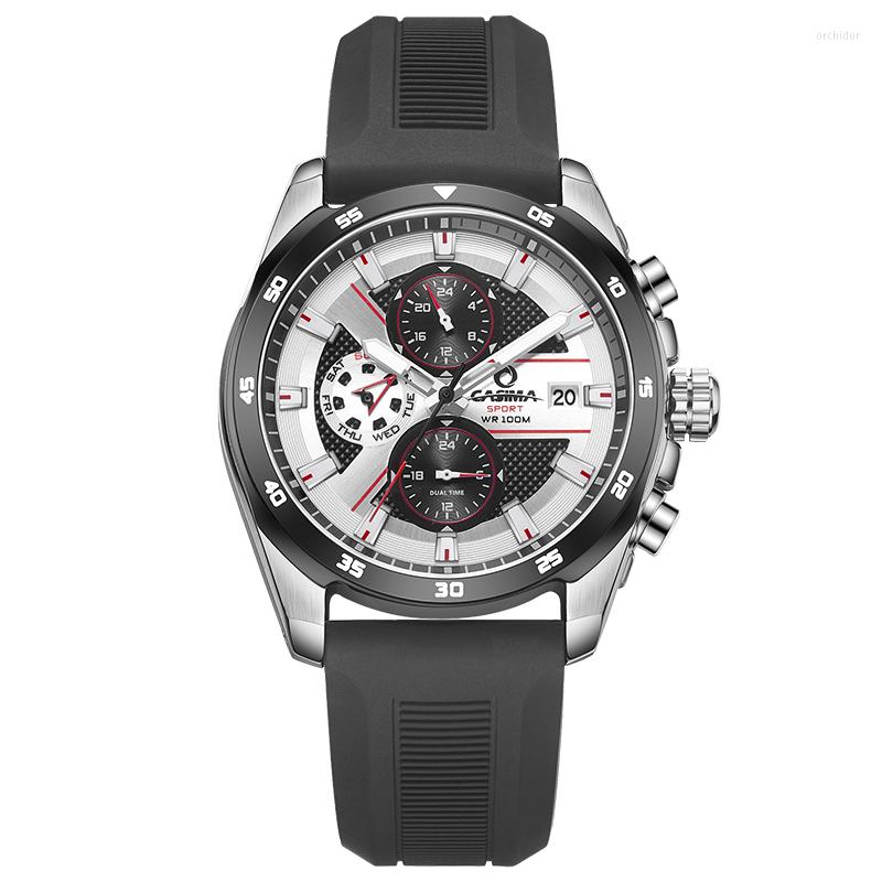 

Wristwatches CASIMA Fashion Watch For Men Sport Multifunction Chrono Rubber Strap Men's Waterproof Quartz #8311, St-8304-sl7