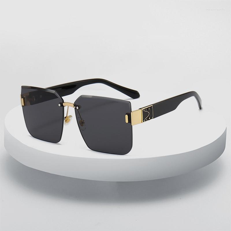 

Sunglasses Brand Design Rimless Sliced For Women Men Fashion Luxury Vintage Car Driving Square Sun Glasses Eyewear Mirror 2023