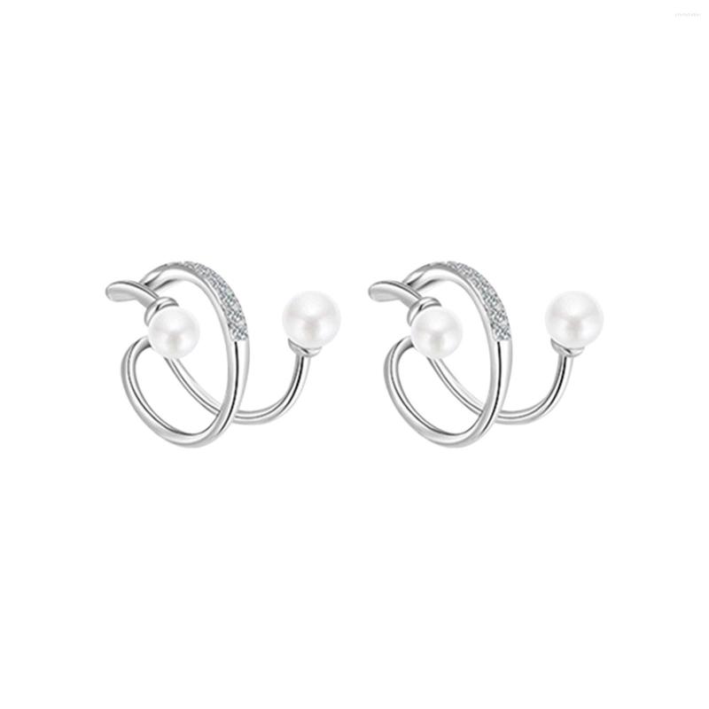 

Backs Earrings Western Hoop Earring Pearl Temperament Ear Clip Jewelry Female Bone No Piercing