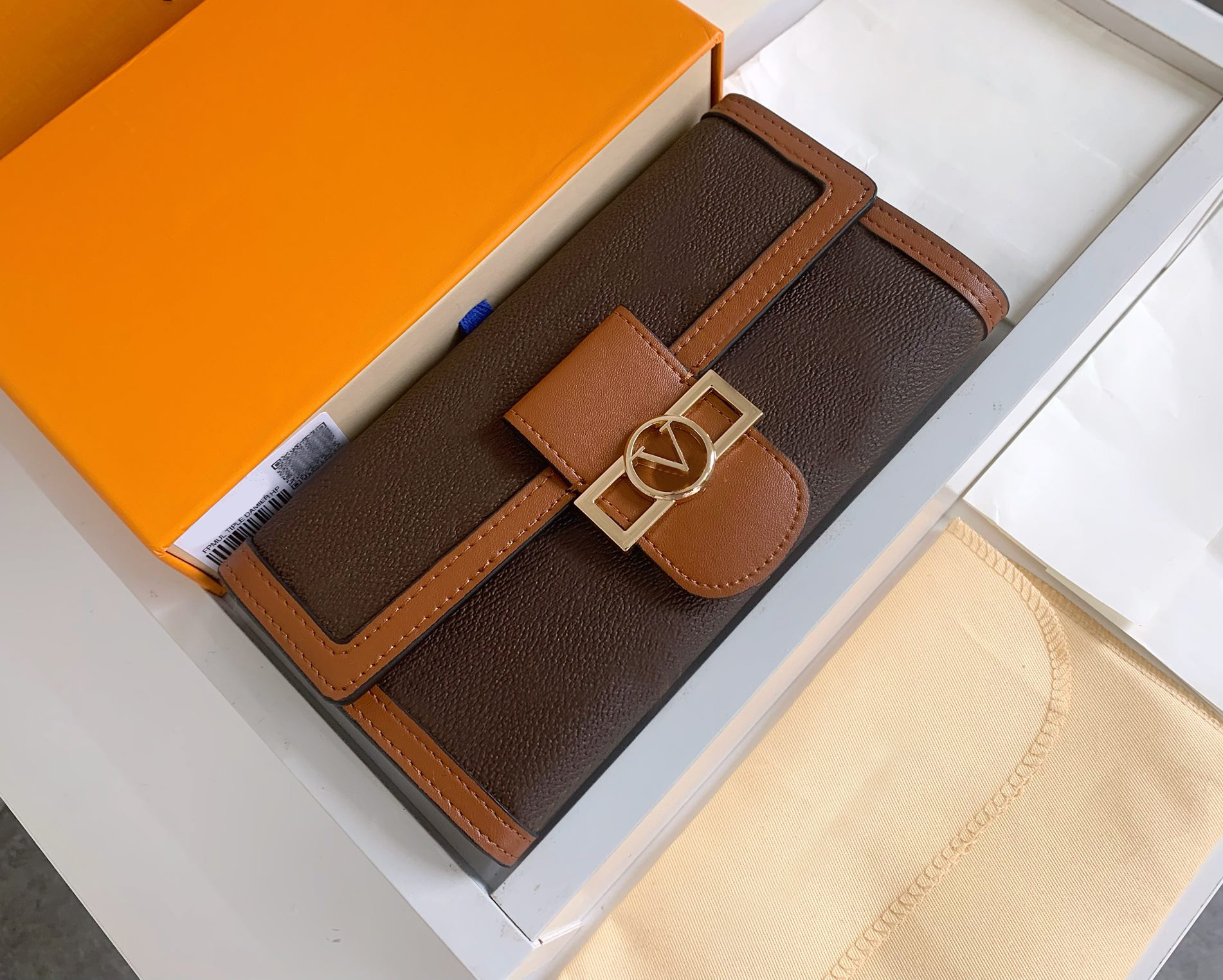 

Fashion designer womens wallets luxury Dauphine purses flowers metal letters credit card holders ladies long slim money clutch bags with box high-quality, 68723#monogrames