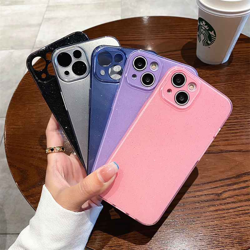 

Candy Color Shining Glitter Powder Phone Case For iPhone 14 Pro 13 12 11 Pro Max X XR XS Max Lens Protection Soft TPU Back Cover