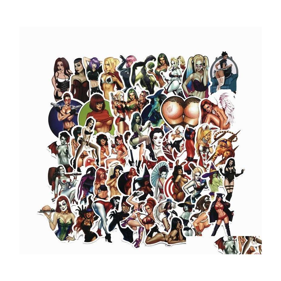 

Car Stickers 50Pcs Bad Sexy Bikini Girl Devil Sticker For Motorcycle Graffiti Skateboard Laptop Lage Guitar Waterproof H Dhoog, Randomly sended