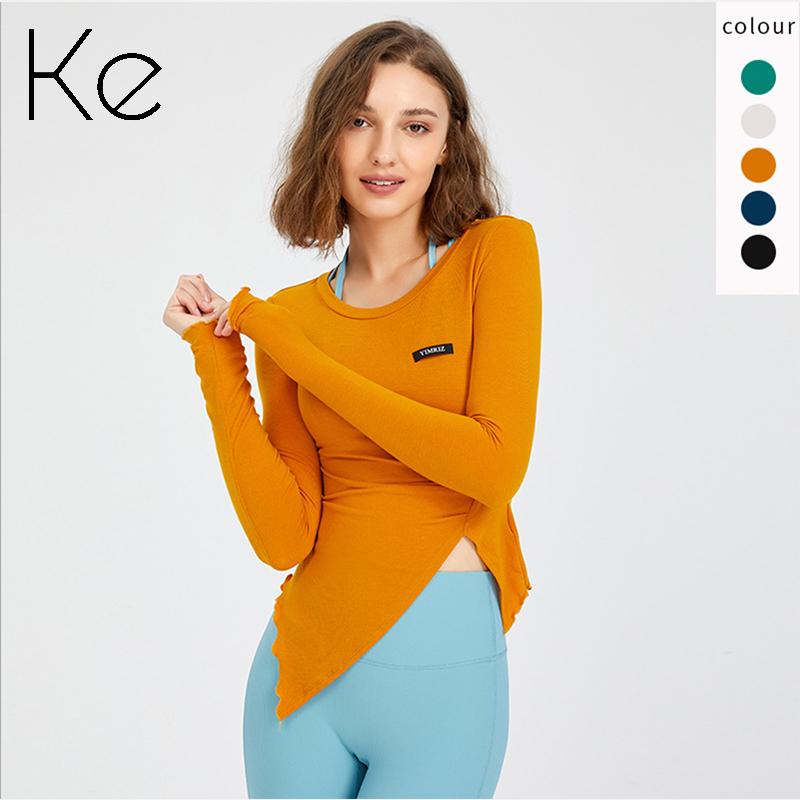 

Gym Clothing KE Fitness Clothes Women's Tight-fitting Sexy Yoga Autumn Running Training Quick-drying T-shirt Long-sleeved Sports Top, Color 2