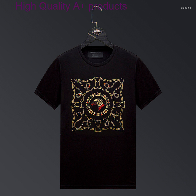 

Men's T Shirts 2023 Eagle Rhinestones Men Brand Short Sleeve Fashion Streetwear O Neck Slim Modal Cotton T-shirt Male Plus Size 6XL, Black