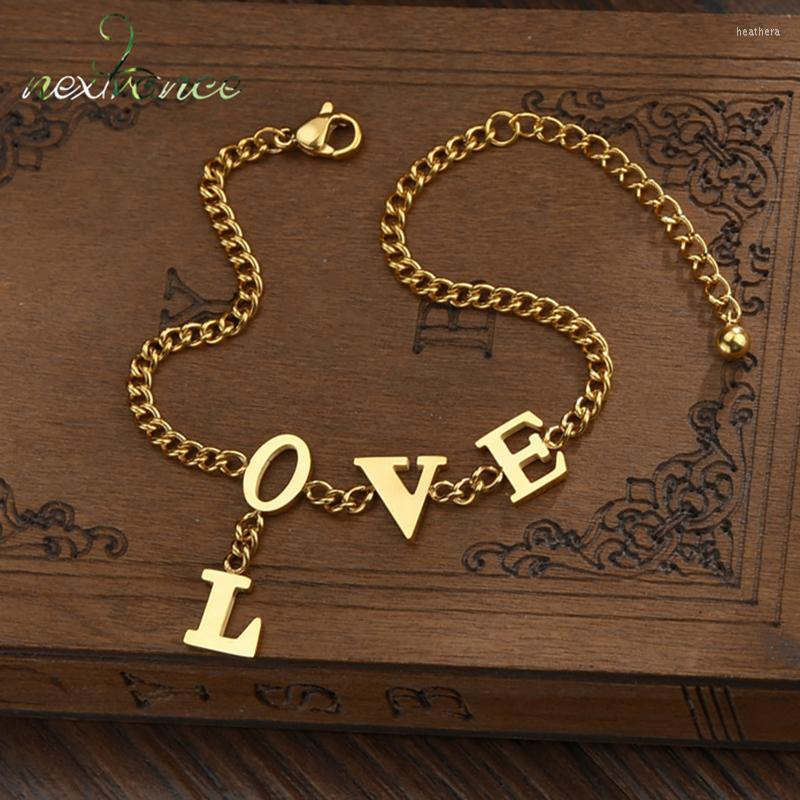 

Link Bracelets Nextvance 2023 Stainless Steel Bracelet Women Chain Love Letter & Bangles For Braclet 21cm