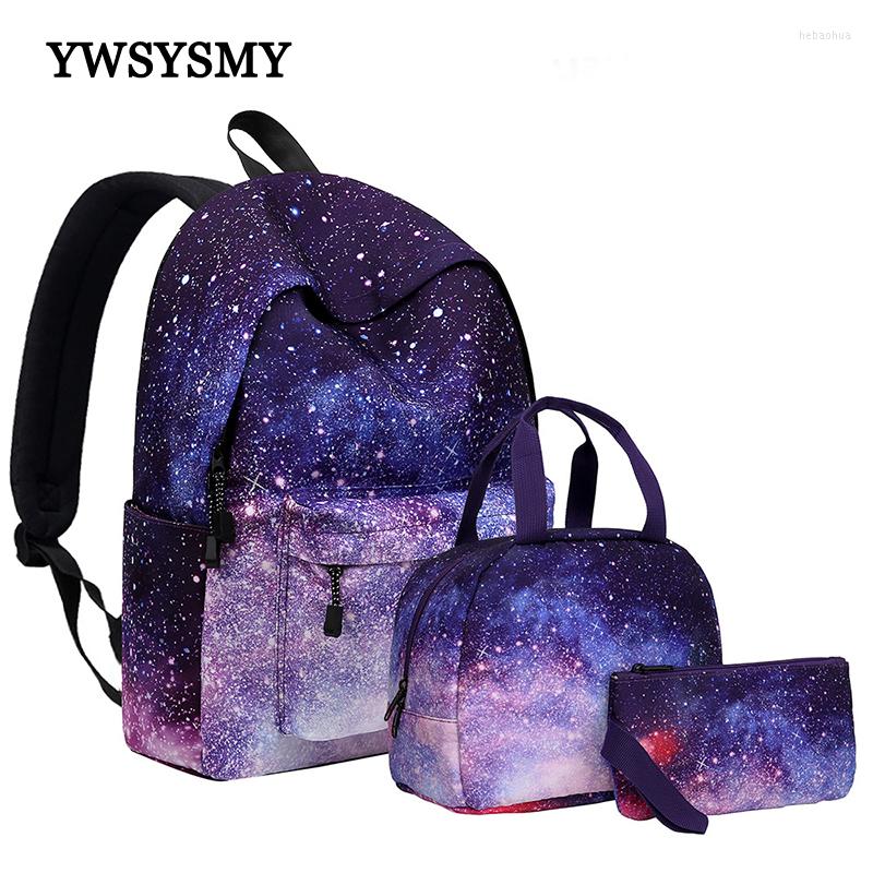 

Backpack Casual Women Printing Children School Bags For Teenage Girls Female Students Backpacks Laptop Lunch Bag Pencil Set, One bag