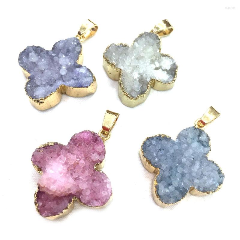 

Pendant Necklaces Cute Personality Trend Petal Flower Agate Crystal Bud Handmade Craft DIY Exquisite Necklace Bracelet Jewelry Accessories