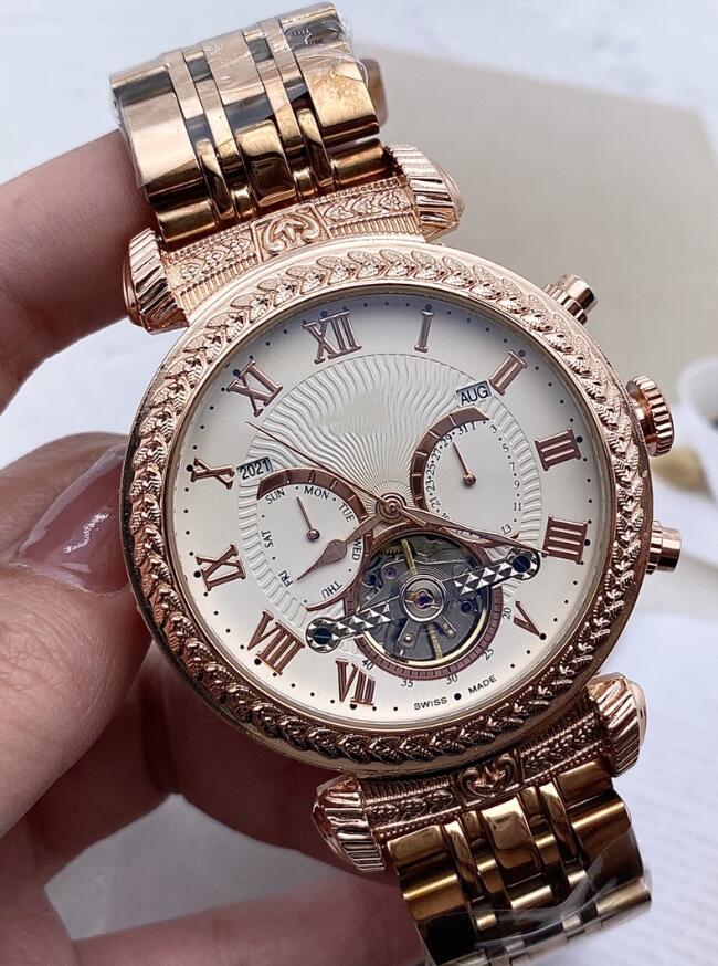 

Fashion PP Watch Men Pateks Philippes Watch Skeleton Tourbillon Hand-winding Mechanical Automatic Watch Classic Natural Leather Watches Gentleman Business PP45