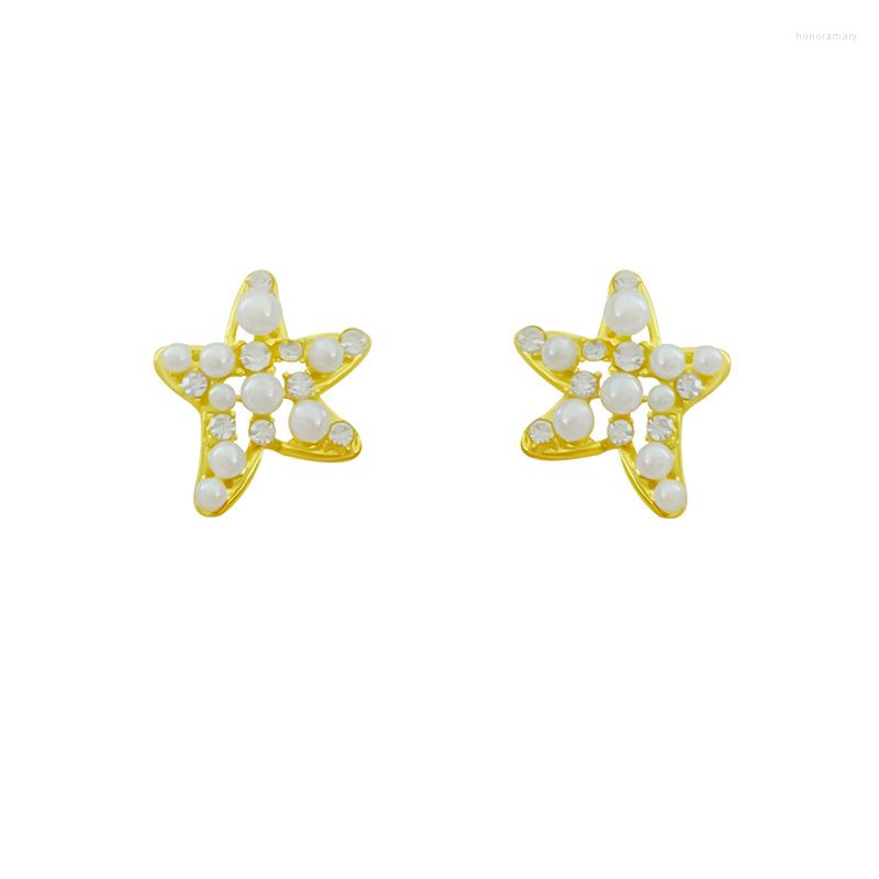 

Stud Earrings Starfish Pearl Five-pointed Star Zircon Lucky Love Heart Mother's Day Woman Girl Wedding Blessing Ear Studs Jewelry