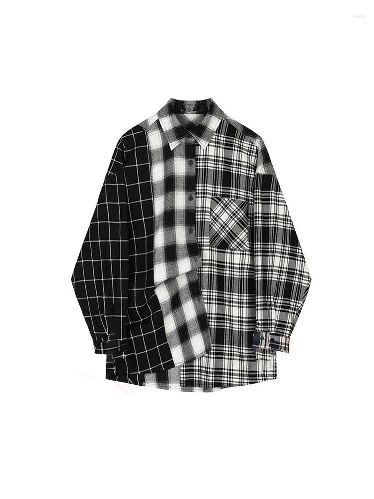

Women' Blouses Women' Loose Plaid Blouse Oversized In Autumn Long Sleeve Student Check Casual Vintage Lady Tops Shirt Black