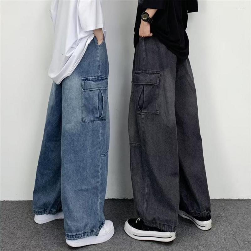 

Men's Jeans Baggy Cargo Wide Leg Bottoms Streetwear Relaxed Fit Washing Men For Dating, Black