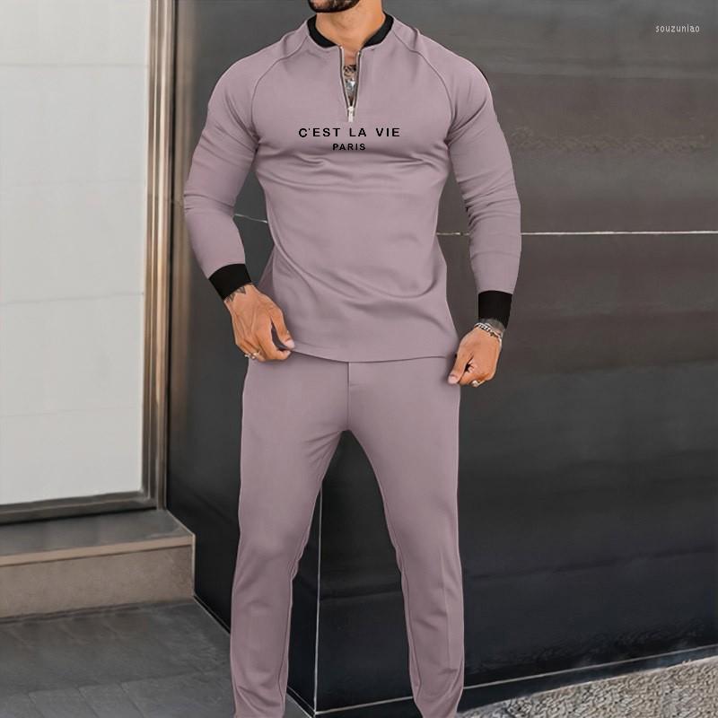 

Men's Tracksuits 2023 Autumn Winter Long Sleeve T Shirt Sweatpants Suit V-neck Sweatshirt Two-piece Streetwear Vintage Man Clothing Sets, White