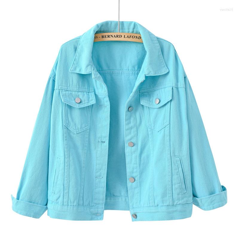 

Women's Jackets 2023 Spring Denim Jacket Women Casual Tops Short Coat Female Solid Jean Cotton Loose Outerwear Woman, Light blue