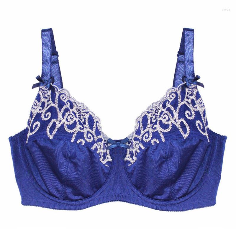 

Bras Women's Full Coverage Minimizer Bra Embroidery Non Padded Brassiere Underwire Unlined Underwear Plus Size 34-42 D-DD-E-G, Purple