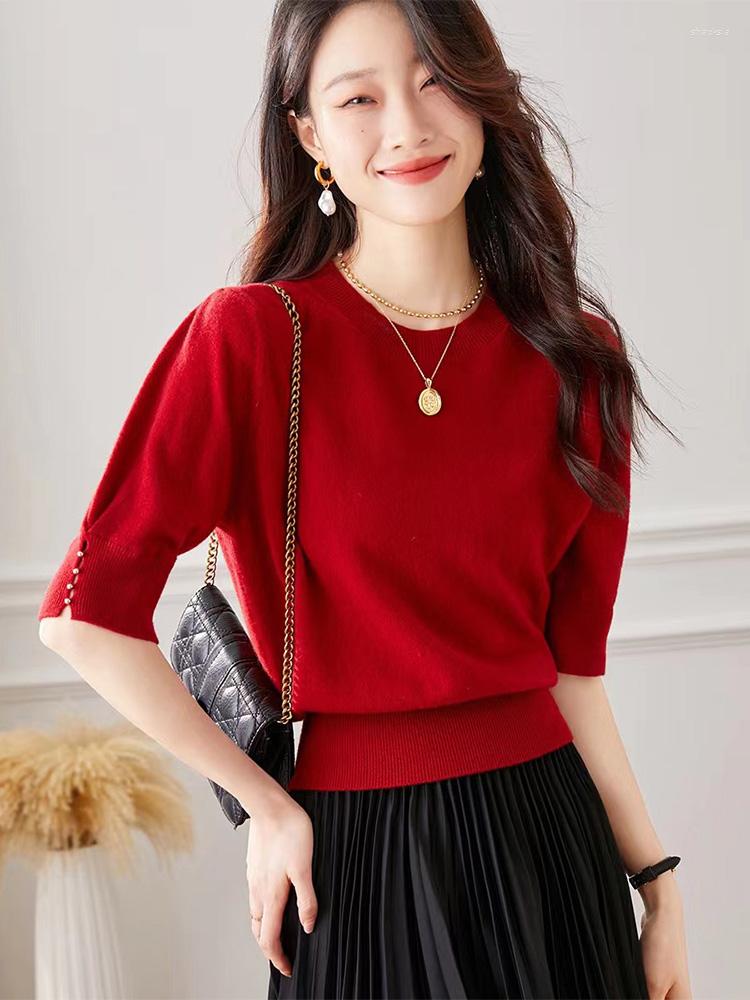 

Women's T Shirts BOBOKATEER Poleras Mujer Camisetas Half Sleeve Fitted Solid Casual Basic Tshirts Femme Round Neck Knit Tee Shirt Women, White