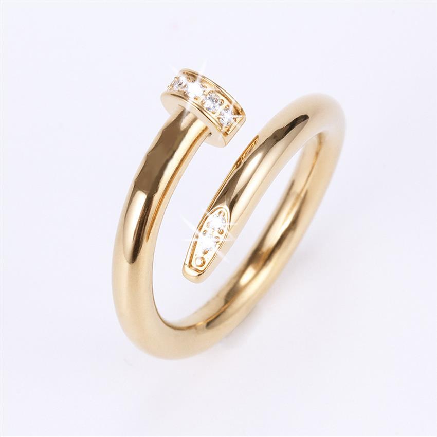 

designer ring love jewelry titanium steel single nail ring European and American fashion street hip hop casual couple Classic gold316E