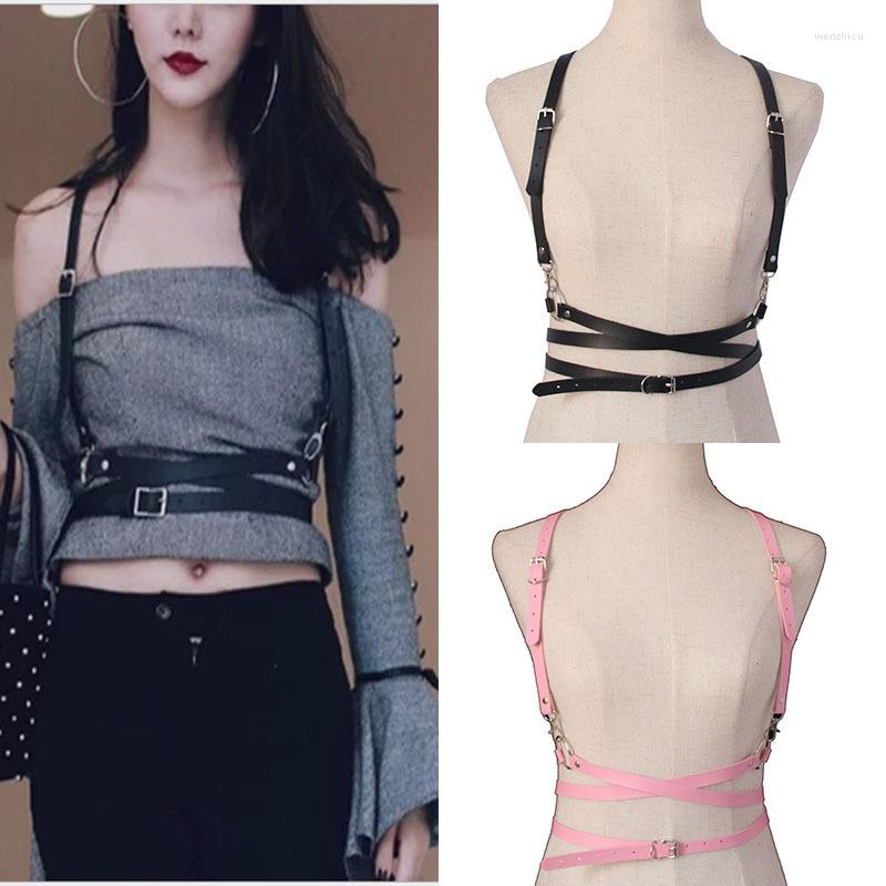 

Garters 2023 Women Sexy Faux Leather Body Bondage Cage Sculpting Harness Waist Belt Straps Suspenders Goth Harajuku, Black